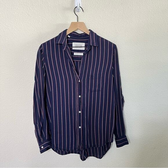 Grayson Hero Button Down Blue Stripe Flannel Womens Size 2 / US S - Picture 2 of 7